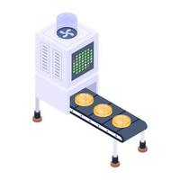 Bitcoin factory isometric style icon, editable vector