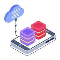 Server computing isometric style icon, cloud technology vector