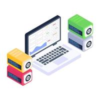 Server computing isometric style icon, cloud technology vector