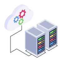 Server computing isometric style icon, cloud technology vector