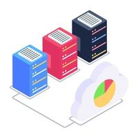 Server computing isometric style icon, cloud technology vector