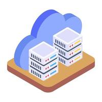Server computing isometric style icon, cloud technology vector
