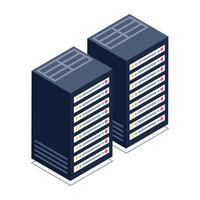 Server computing isometric style icon, cloud technology vector