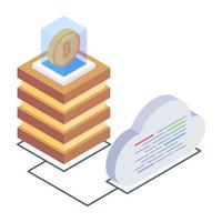 Server computing isometric style icon, cloud technology vector