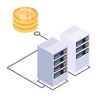 Server computing isometric style icon, cloud technology vector