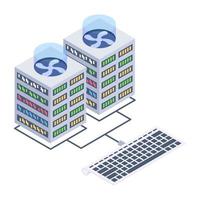 Server computing isometric style icon, cloud technology vector