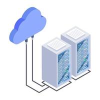 Server computing isometric style icon, cloud technology vector