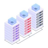 Server computing isometric style icon, cloud technology vector