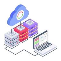 Server computing isometric style icon, cloud technology vector