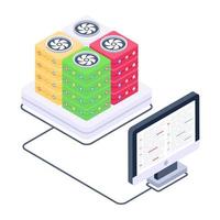 Server computing isometric style icon, cloud technology vector