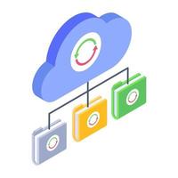 Server computing isometric style icon, cloud technology vector