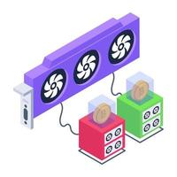 Server computing isometric style icon, cloud technology vector