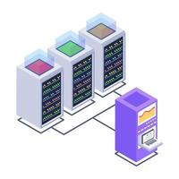 Server computing isometric style icon, cloud technology vector