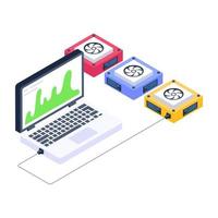 Bitcoin analysis isometric style vector