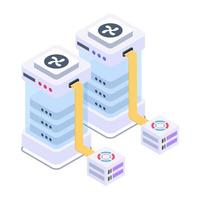 Server computing isometric style icon, cloud technology vector