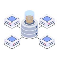 Server computing isometric style icon, cloud technology vector