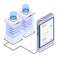 Server computing isometric style icon, cloud technology vector