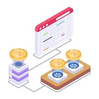 Blockchain network isometric style icon, editable vector