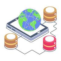 Blockchain network isometric style icon, editable vector