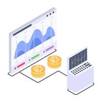 Blockchain network isometric style icon, editable vector