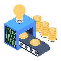 Bitcoin idea in isometric style icon, editable vector