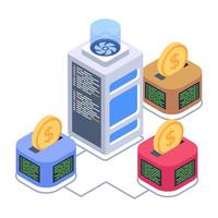 Blockchain network isometric style icon, editable vector