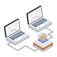 Blockchain network isometric style icon, editable vector