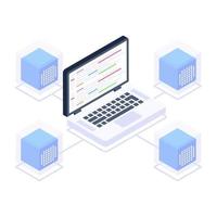 Blockchain network isometric style icon, editable vector