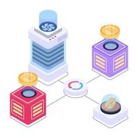 Blockchain network isometric style icon, editable vector