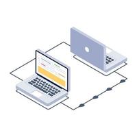 Connected devices in isometric design editable vector