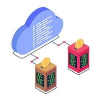 centro de datos en icono de estilo isométrico, vector editable