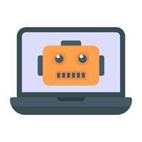 Computer robot flat style icon vector