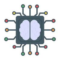Microchip in flat icon, editable vector