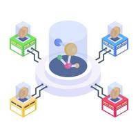 Blockchain network isometric style icon, editable vector