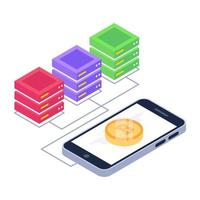 A bitcoin servers isometric icon design vector