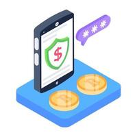A bitcoin servers isometric icon design vector