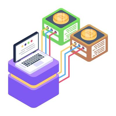 A bitcoin servers isometric icon design
