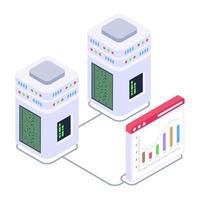 A modern isometric icon of cloud database vector