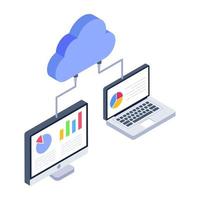 A data display icon in isometric design vector