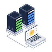 A modern isometric icon of cloud database vector