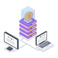 A bitcoin servers isometric icon design vector