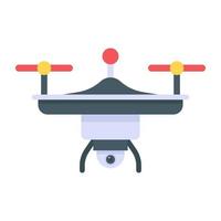 cámara de drones en icono plano vector