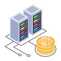 Bitcoin dataserver isometric design, editable vector