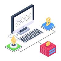 Bitcoin dataserver isometric design, editable vector