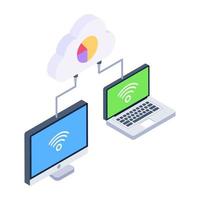 A data hosting icon in editable isometric design vector