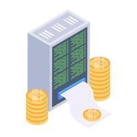 diseño isométrico del servidor de datos bitcoin, vector editable