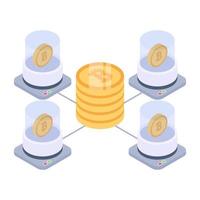 Bitcoin dataserver isometric design, editable vector
