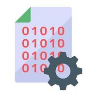 Code with gear denoting binary preferences in flat style icon vector