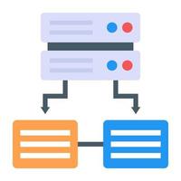 alojamiento de base de datos en icono de diseño plano vector