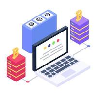 A data display icon in isometric design vector